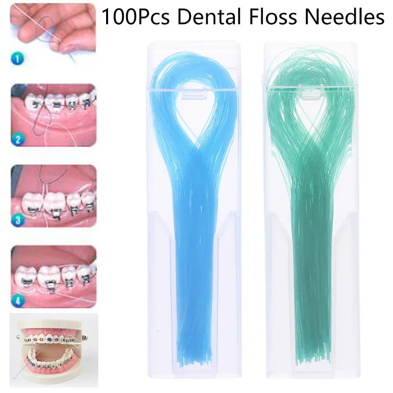 100-Pack Dental Floss Threaders for Braces, Bridges & Implants Dental Floss Threader QXL