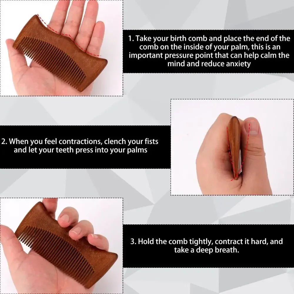 Sandalwood Birthing Comb | Natural Labor Tool – 4 Styles Birthing Comfort Tool QXL