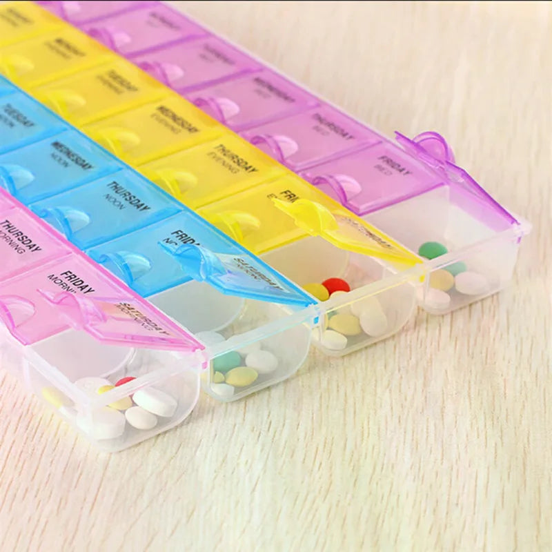 7-Day Weekly Pill Organizer | 28-Compartment Tablet Box Weekly Pill Organizer QXL