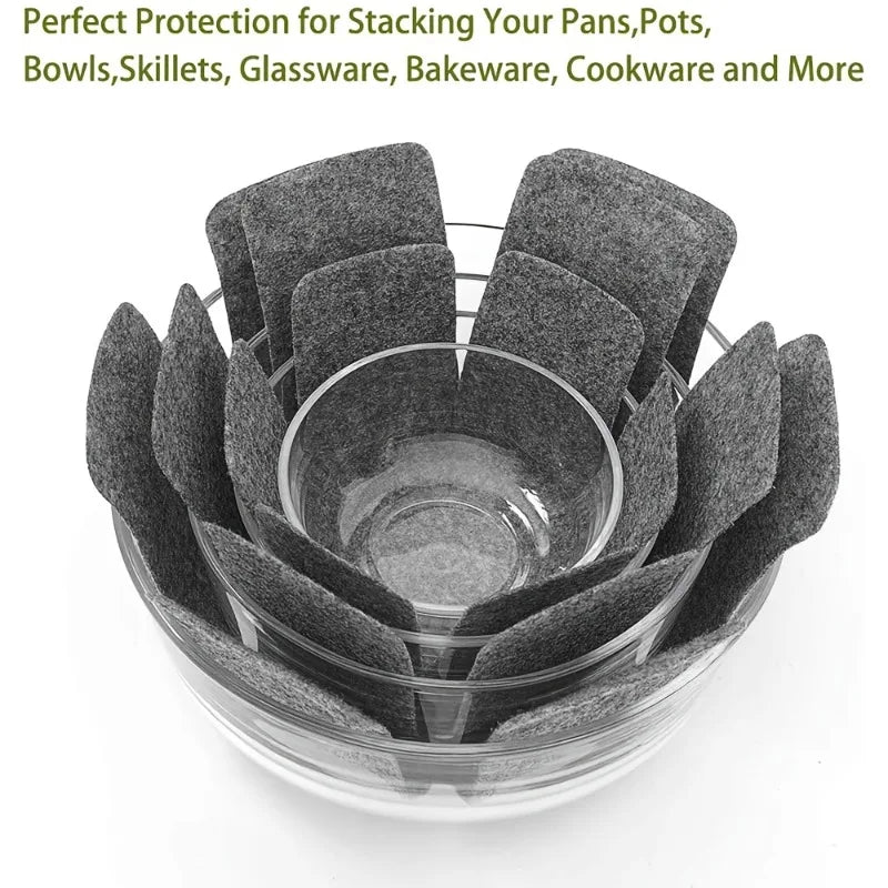12-Pack Pot & Pan Protectors | 3 Sizes Stacking Divider Pads Cookware Protector Pads QXL