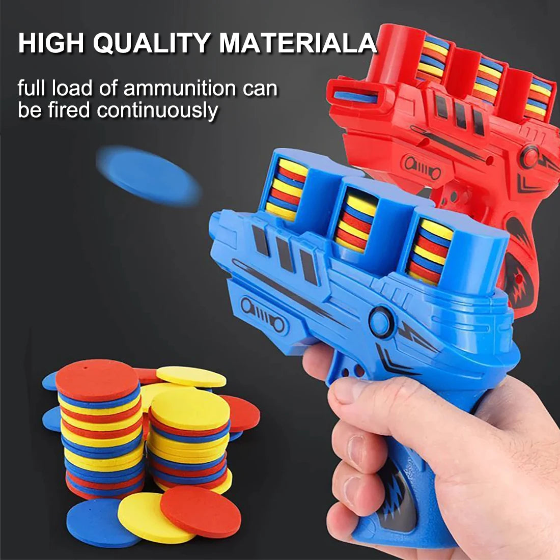 25-Round EVA Flying Disc Launcher – Kids Outdoor Toy Gun Kids Flying Disc Toy QXL