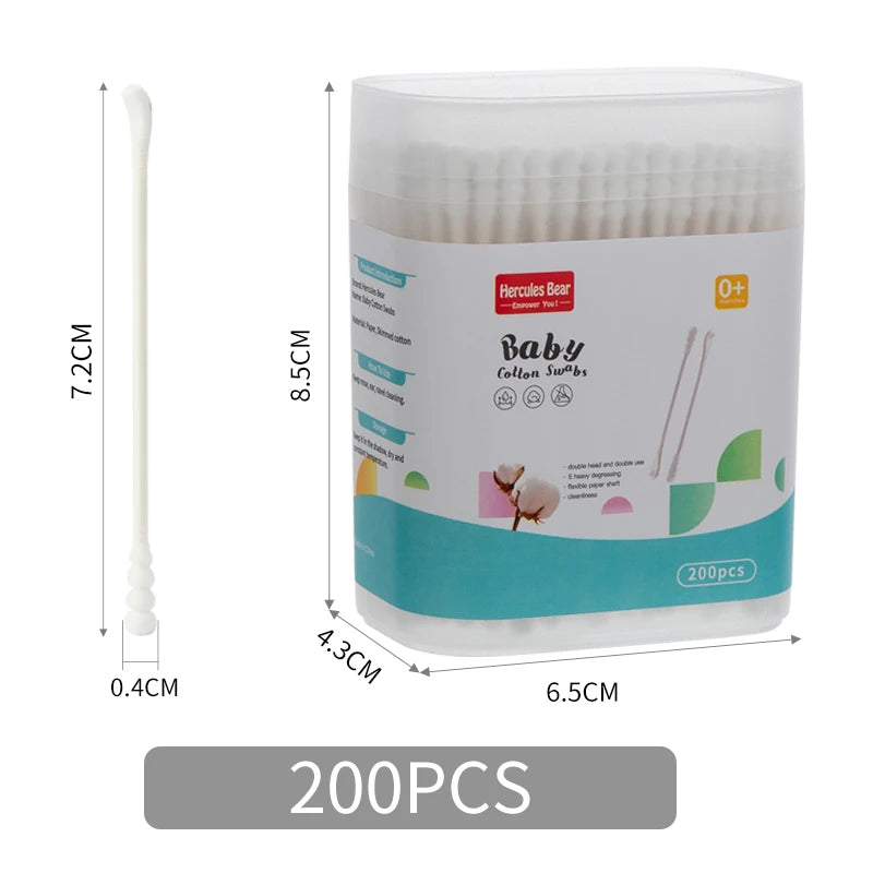 200-Pack Baby Ear Cleaning Cotton Swabs | Double-Ended Baby Cotton Swabs QXL