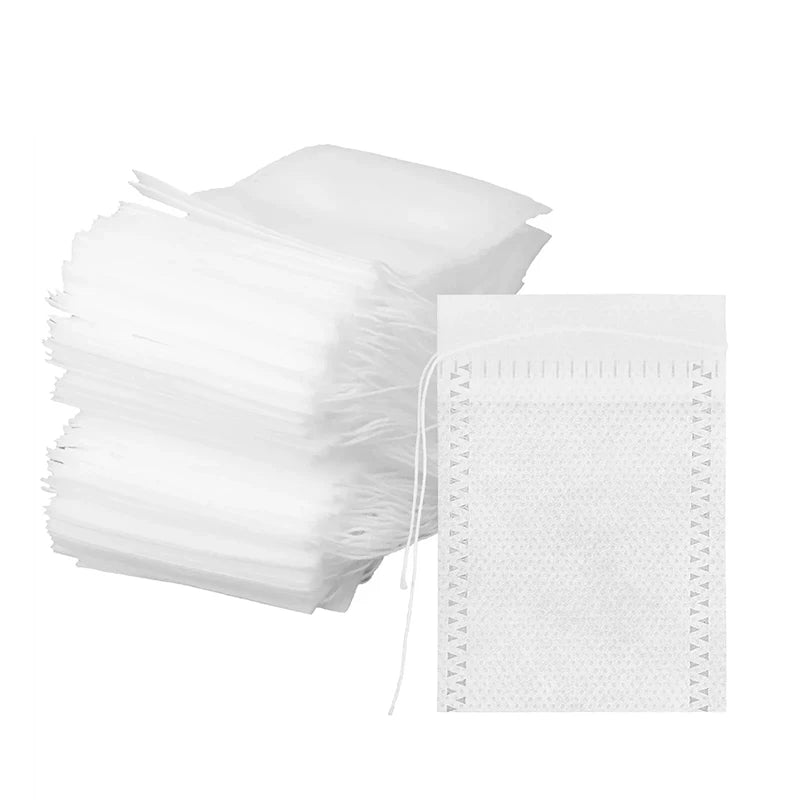 100-Pack Drawstring Disposable Tea Filter Bags | Non-Woven Tea Filter Bags QXL