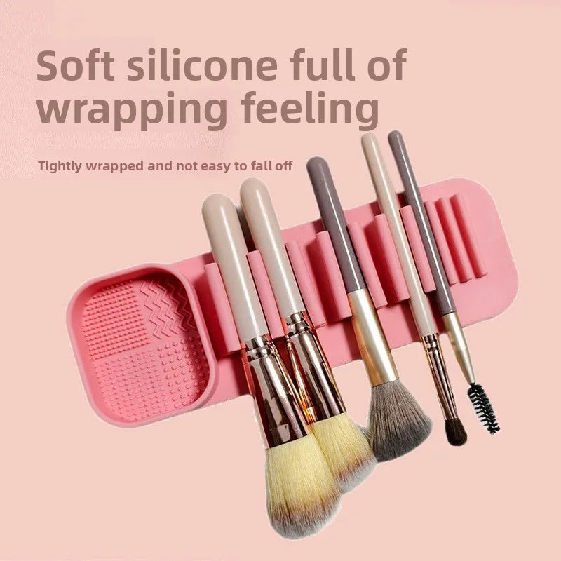 Silicone Makeup Brush Cleaner & Wall-Mount Drying Rack Brush Cleaner Rack QXL