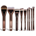 MAANGE 9-Piece Synthetic Makeup Brush Set | Beginner Kit Makeup Brush Set QXL Coffee Brown