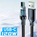 120W LCD Fast Charging USB-C Cable – USB-A & USB-C USB Fast Charging Cable QXL 120W USBA cable 1m