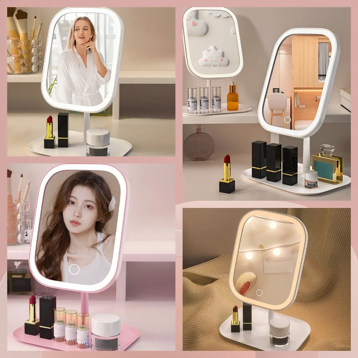 LED Vanity Mirror | 3-Color Touch Light & USB Charging LED Vanity Mirror QXL
