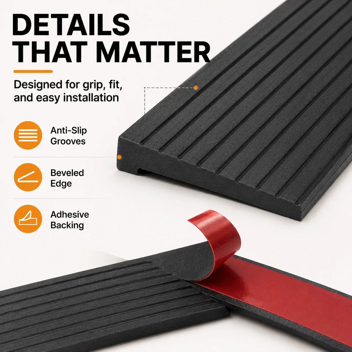 Self-Adhesive Threshold Ramp Strip | PVC Non-Slip 90cm Threshold Ramp Strip QXL