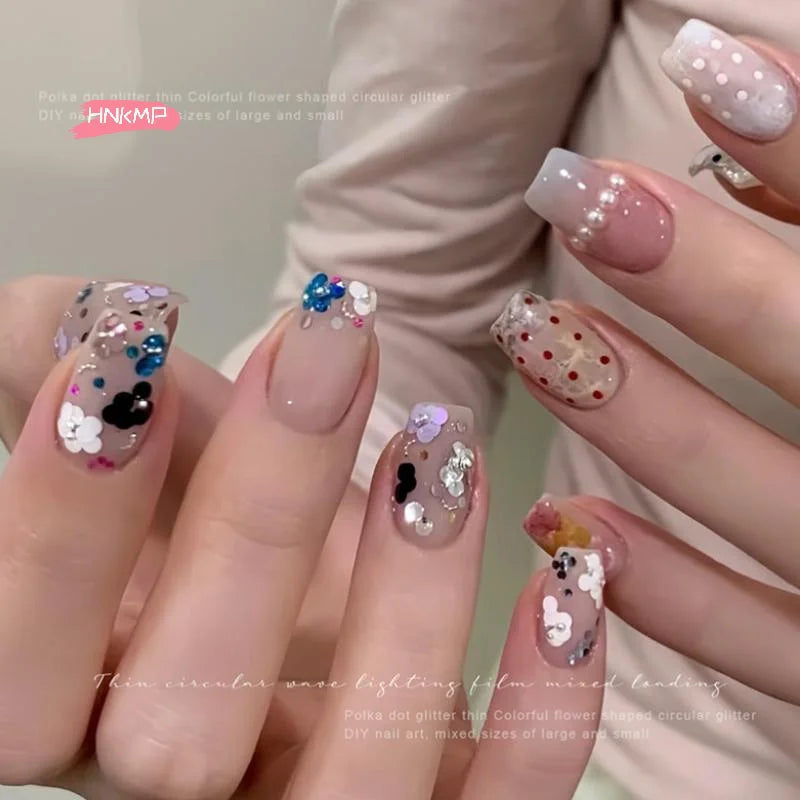 Mini Heart Nail Glitter Sequins | Colorful Sparkling Nail Art Nail Glitter Sequins QXL
