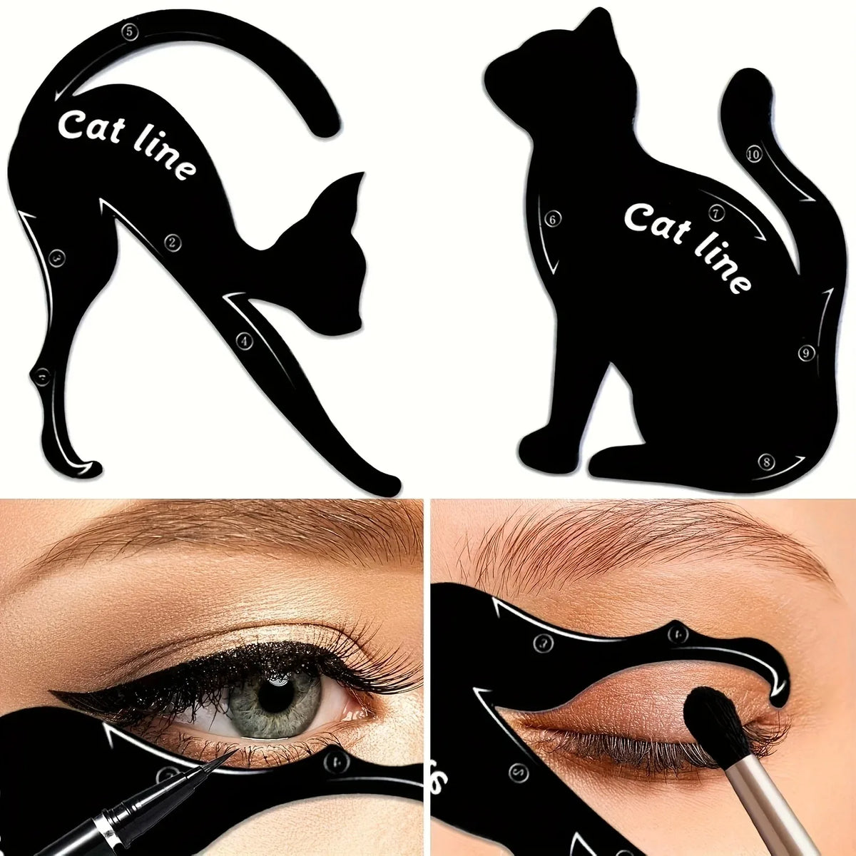2-Pc Reusable Cat Eye & Smokey Eye Eyeliner Stencil Set Eyeliner Stencil Set QXL