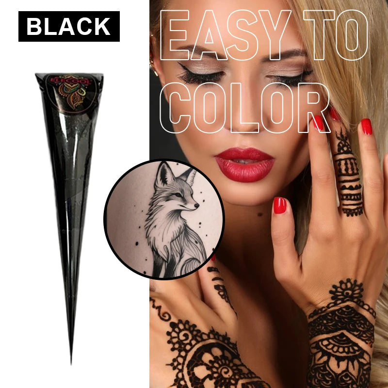 Henna Tattoo Paste – Waterproof Temporary Body Art Ink DIY Henna Tattoo Paste QXL Black