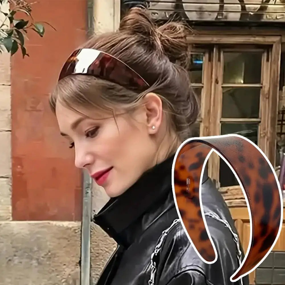 Wide Tortoiseshell Headband for Women | Retro Acetate Hair Band Hair Headband QXL