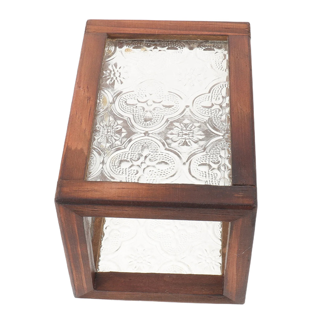 Vintage Glass Makeup Brush Holder | Retro Wood Frame Organizer Makeup Brush Holder QXL