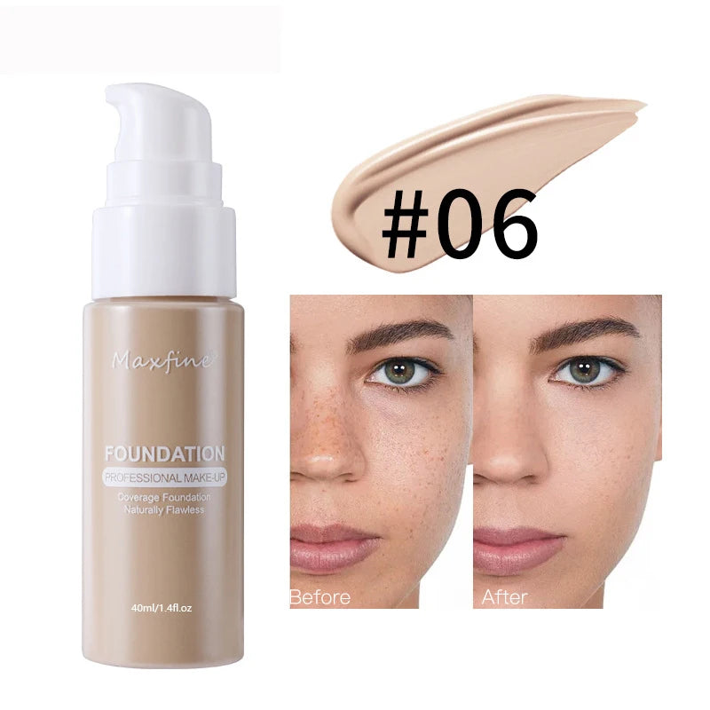 MAXFINE Liquid Foundation – Full Coverage, Waterproof & Oil Control Liquid Foundation QXL 06