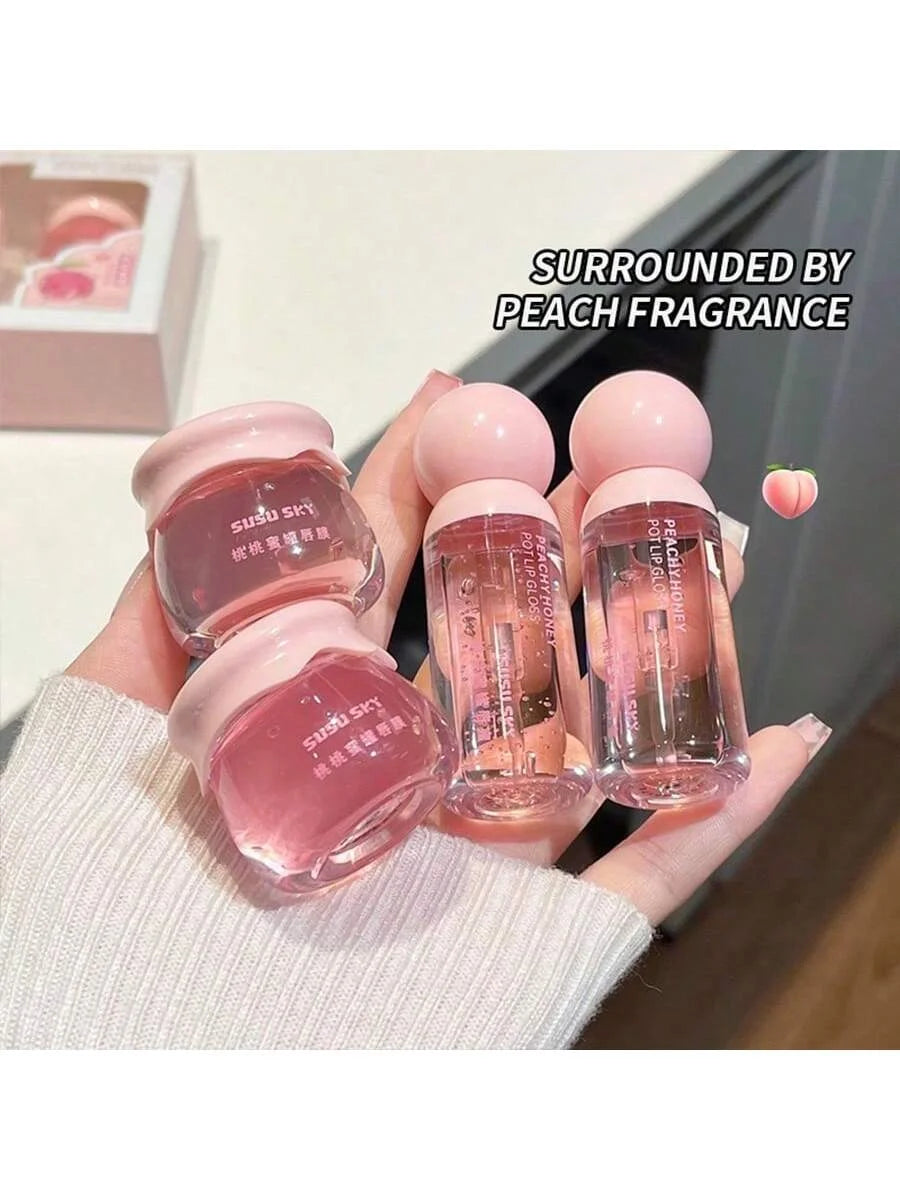 Peach Honey Lip Mask & Balm Set – 24Hr Moisturising Duo Lip Care Set QXL