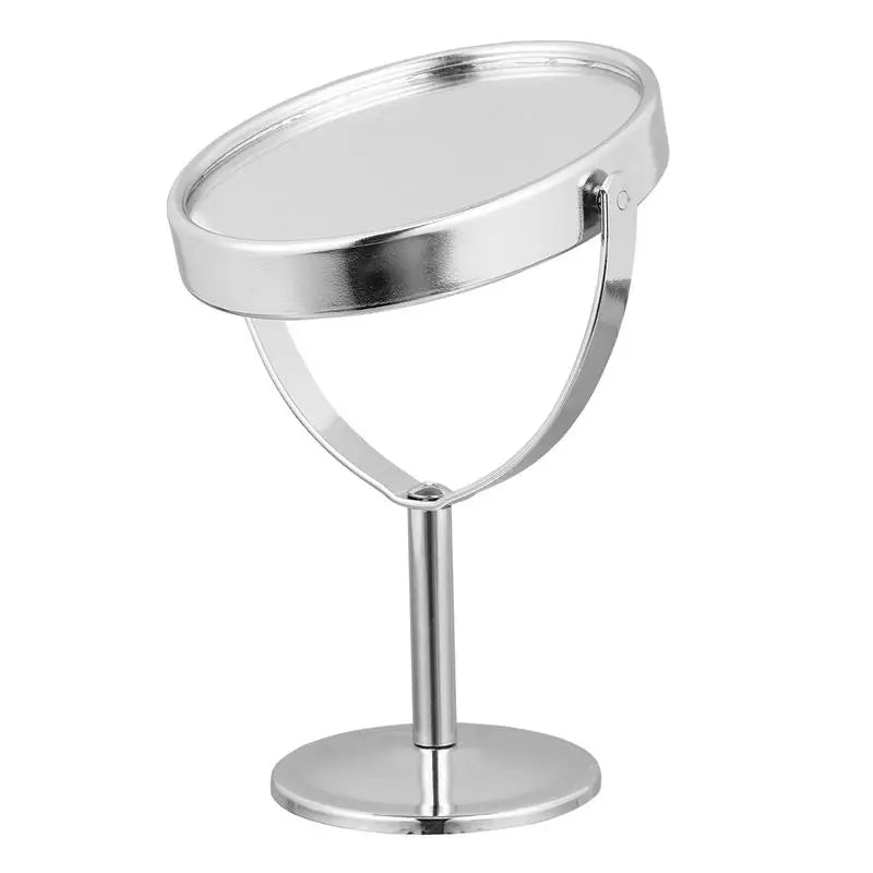 3-Inch Double-Sided Rotatable Desktop Makeup Mirror | Silver Desktop Makeup Mirror QXL
