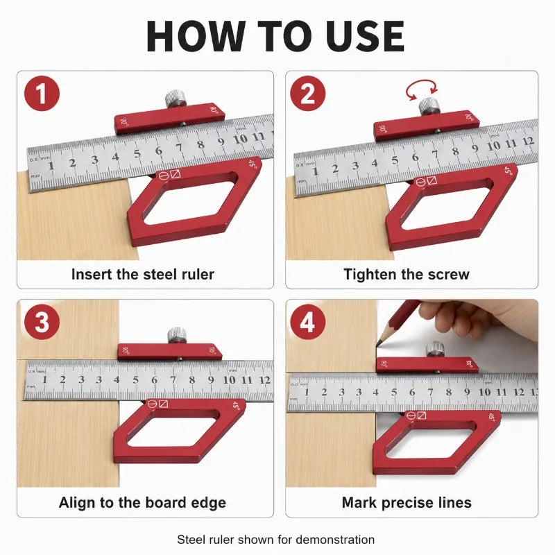 Aluminum Ruler Stop Block | 45/60/90° Woodworking Marking Clamp Woodworking Marking Tool QXL