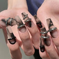 Long Ballerina False Nails | Star Purple Glitter French Tips 24pc False Nail Tips QXL JP2613