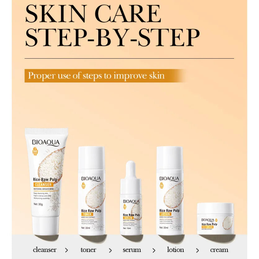 BIOAOUA 5-Pc Rice Extract Brightening Skincare Set Skincare Gift Set QXL