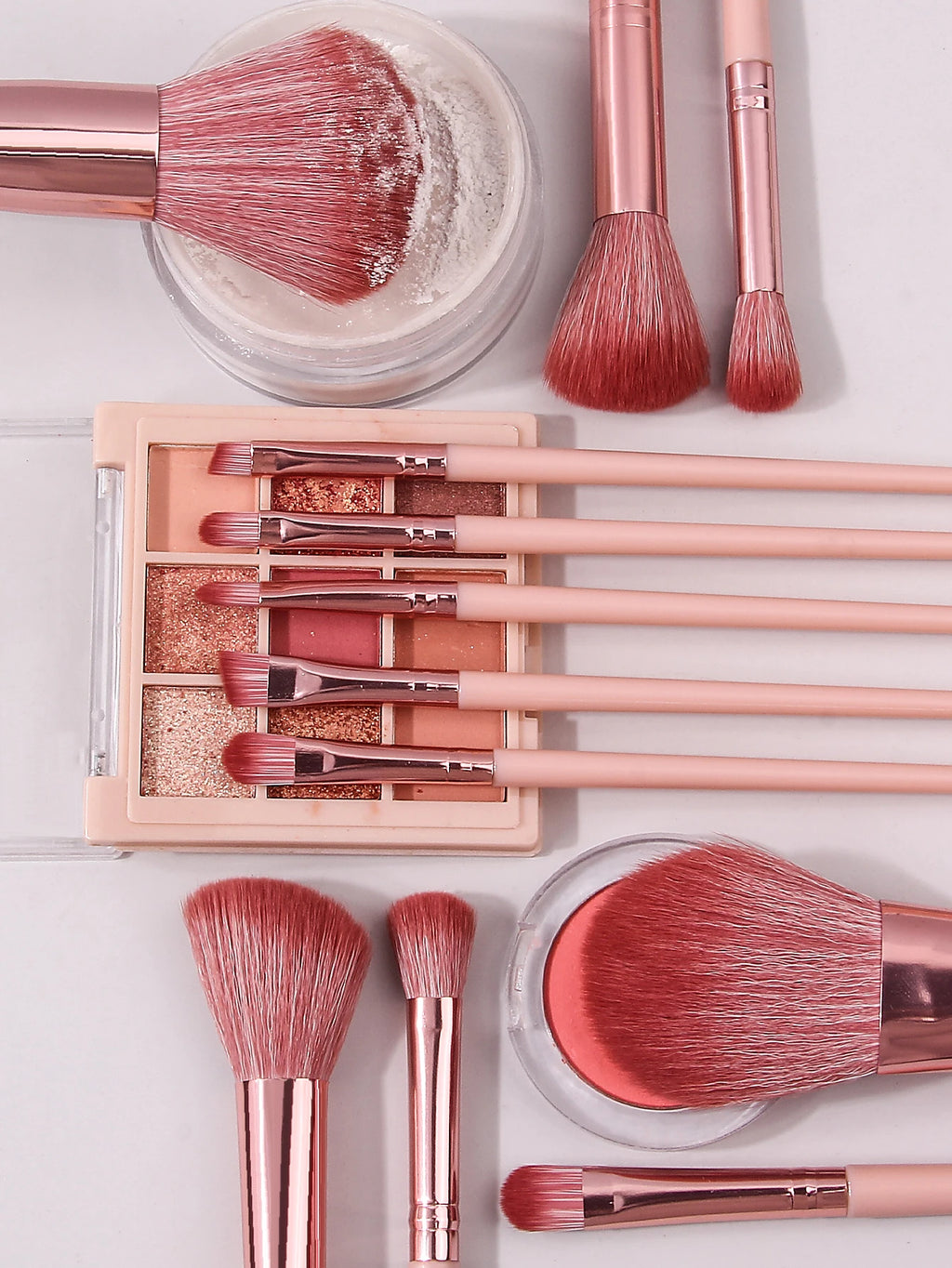 13-Piece Makeup Brush Set with Portable Envelope Bag – Pink Makeup Brush Set QXL