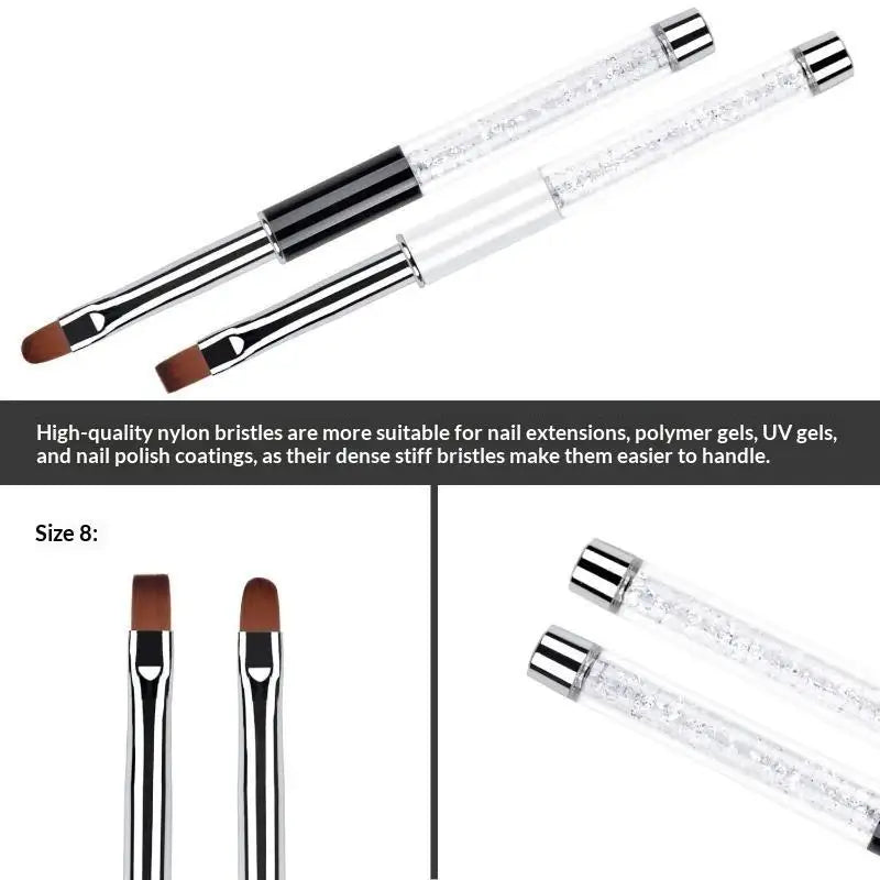 Glitter Rhinestone Nail Art Brush | Flat Head & Dust Cap Nail Art Brush QXL