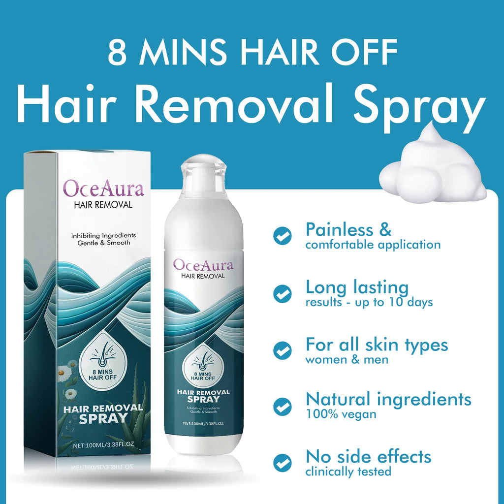 OceAura Hair Removal Spray & Growth Inhibitor | Smooth Skin Depilatory Spray QXL