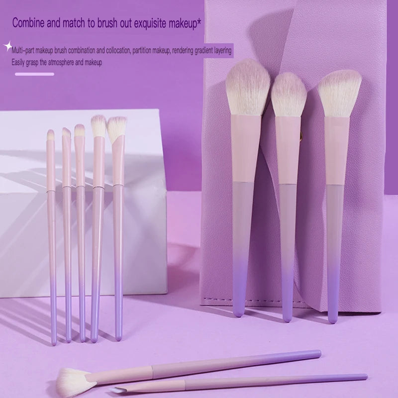 10-Piece Cream Purple Makeup Brush Set | Beginner Kit Makeup Brush Set QXL
