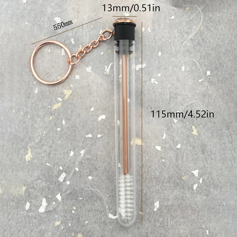 Gold Glitter Lash Spoolie Brush Tube Keychain | Reusable Lash Spoolie Keychain QXL