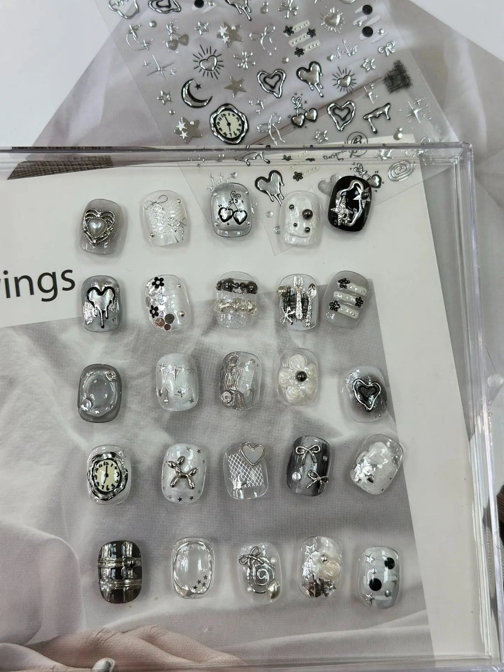 5D Nail Art Stickers – Cherry, Moon, Star & Silver Decals Nail Art Stickers QXL