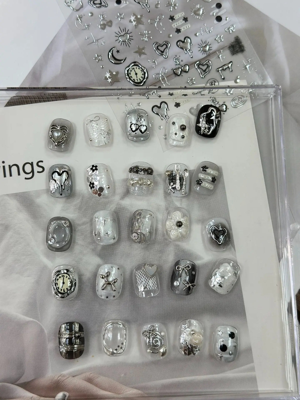 5D Nail Art Stickers – Cherry, Moon, Star & Silver Decals Nail Art Stickers QXL
