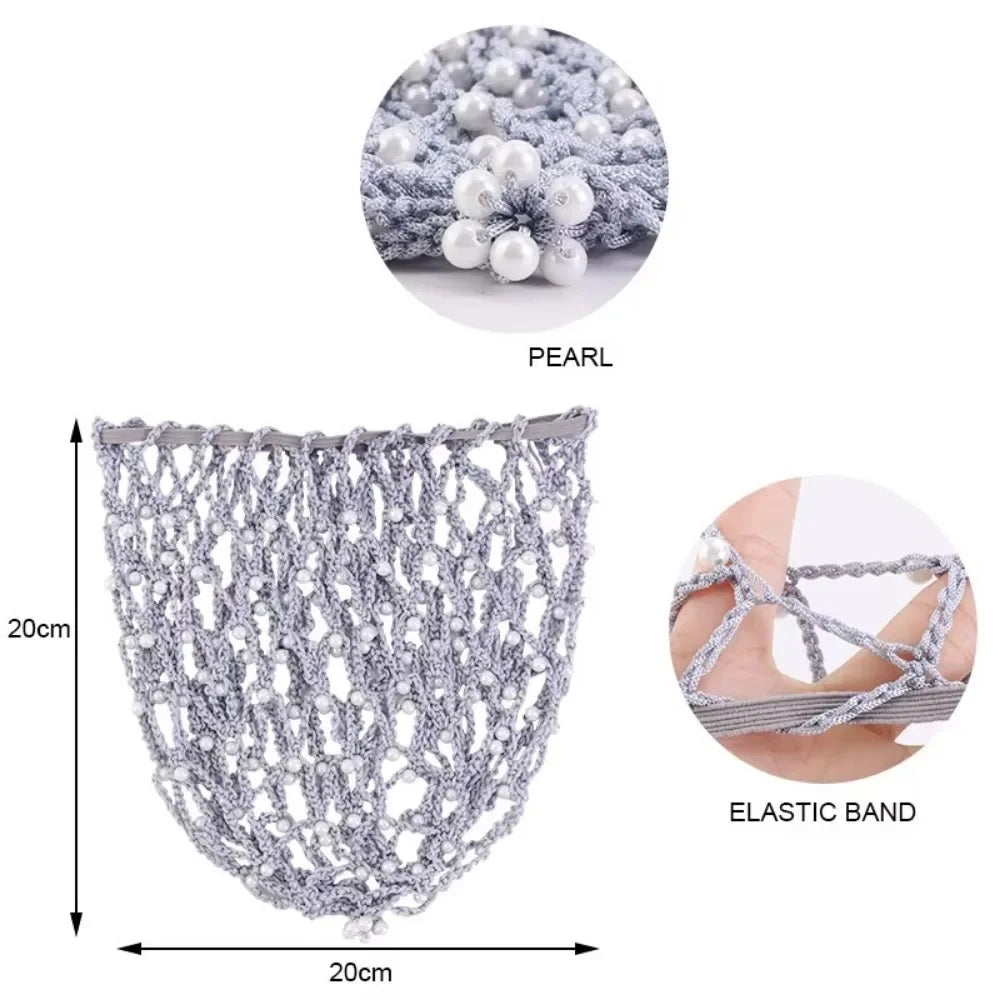 Pearl Beads Mesh Snood Hair Net | Crochet Hairnet for Women Snood Hair Net QXL