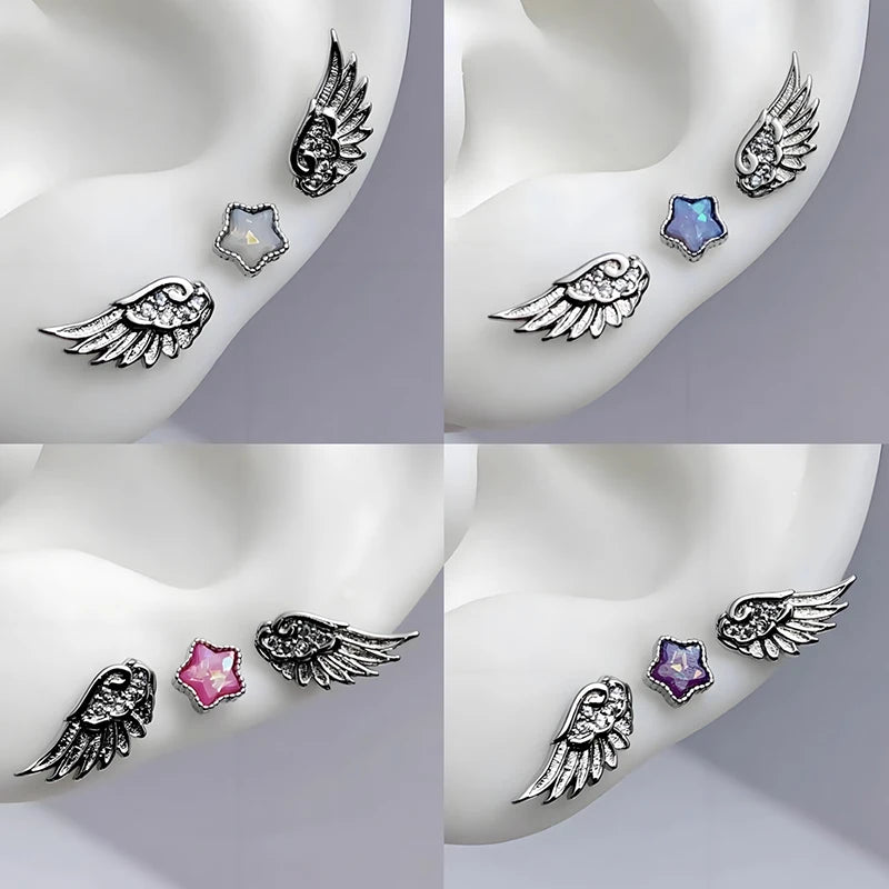 Wings Stud Earrings for Women | Stainless Steel Shiny Stud Earrings QXL