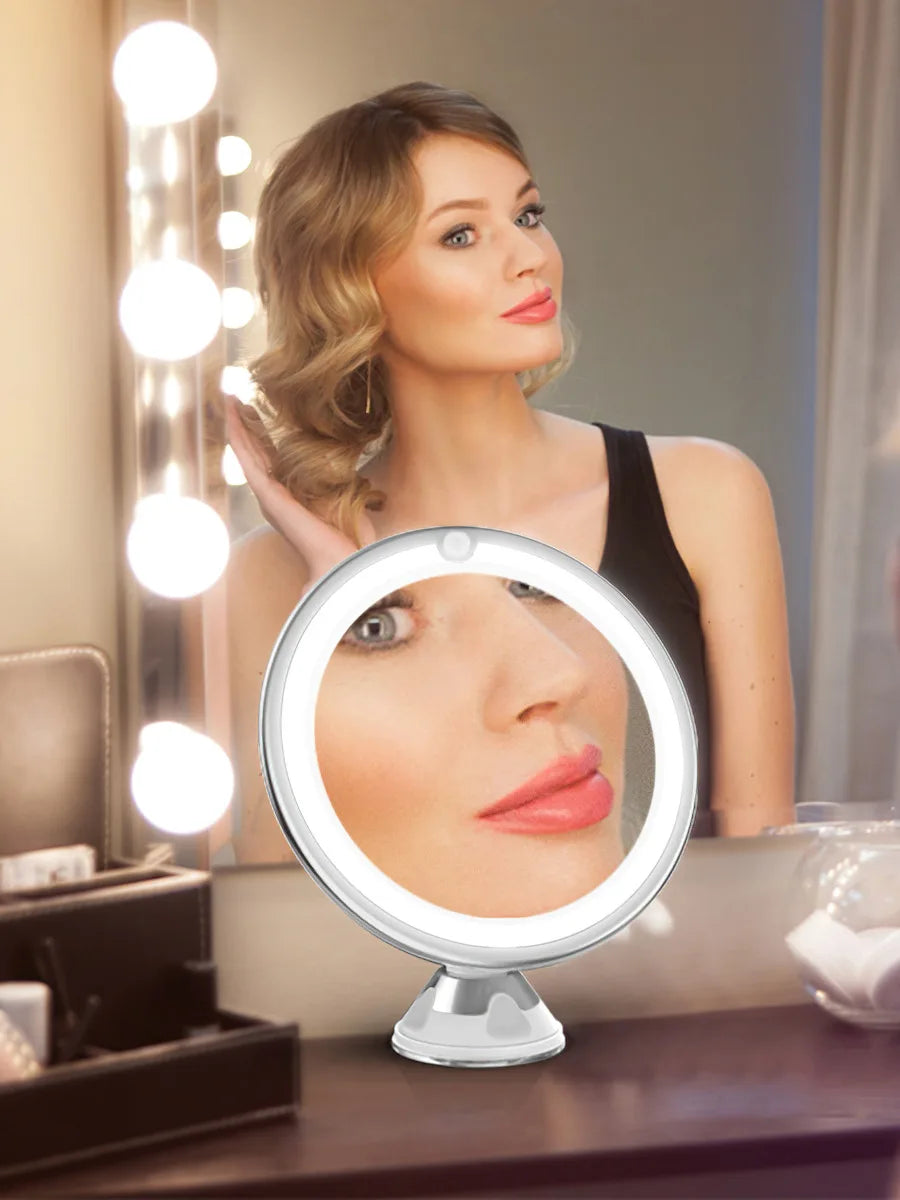10X LED Magnifying Makeup Mirror | 360° Rotating Touch LED Makeup Mirror QXL