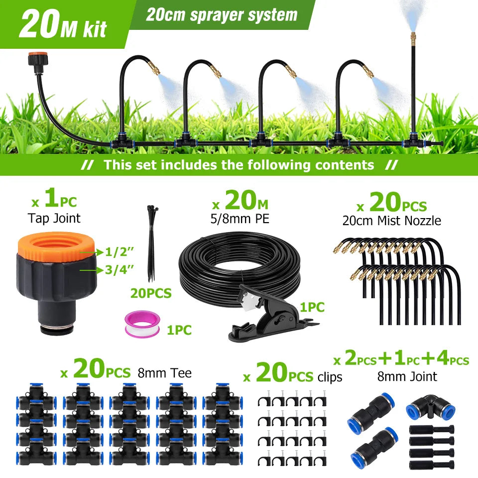 Dreamburgh 5M–30M Garden Misting & Drip Irrigation Kit Misting Irrigation Kit QXL 20M