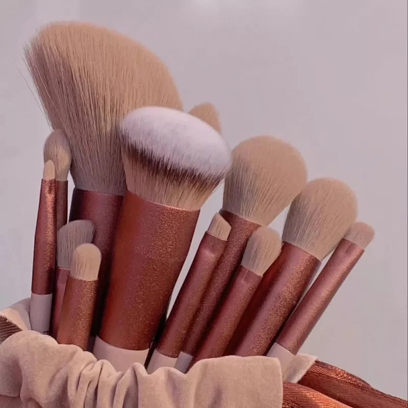 13-Piece Makeup Brush Set with Bag | Foundation & Eyeshadow Makeup Brush Set QXL