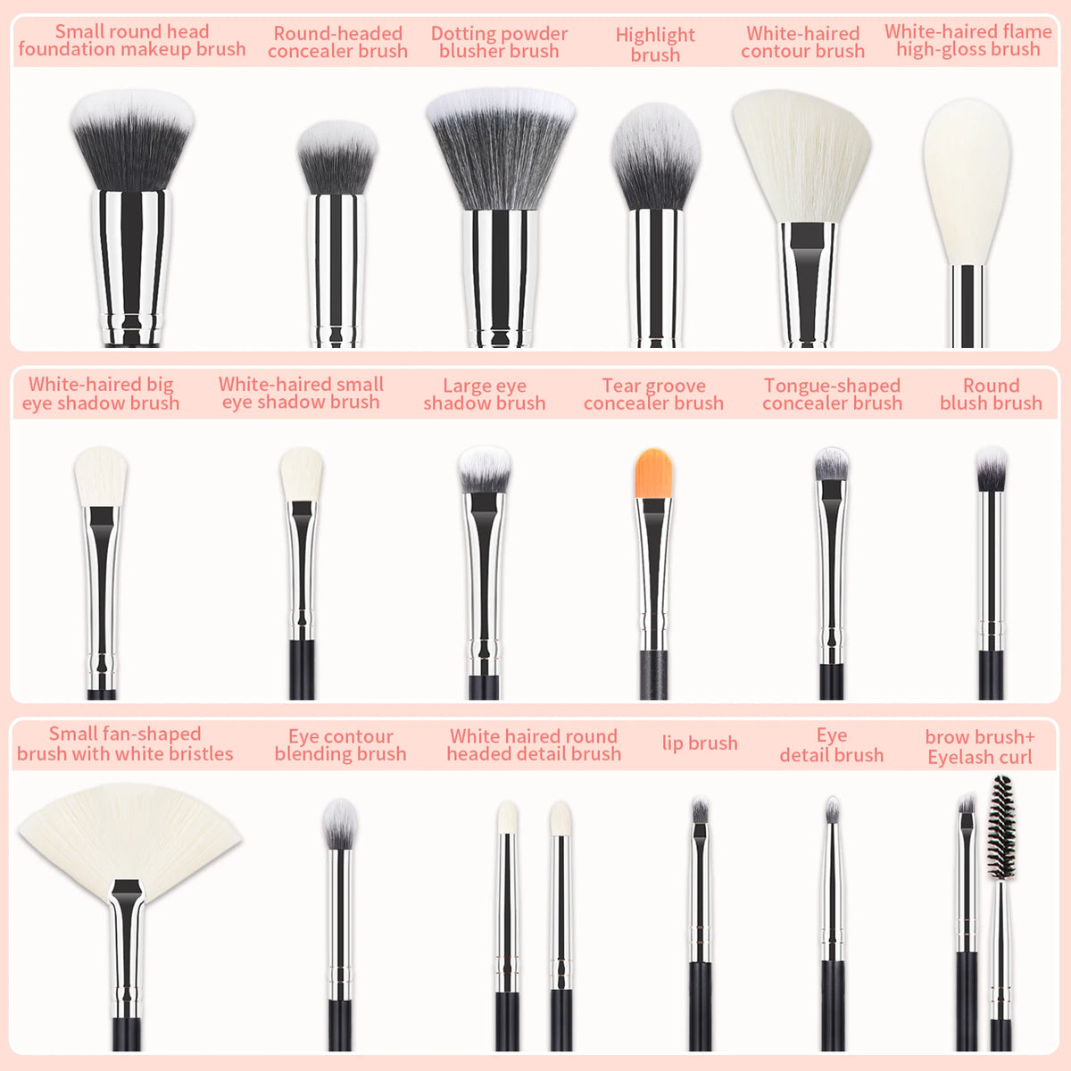 20-Pc Black Makeup Brush Set with Sponge & Croc Bag Makeup Brush Set QXL