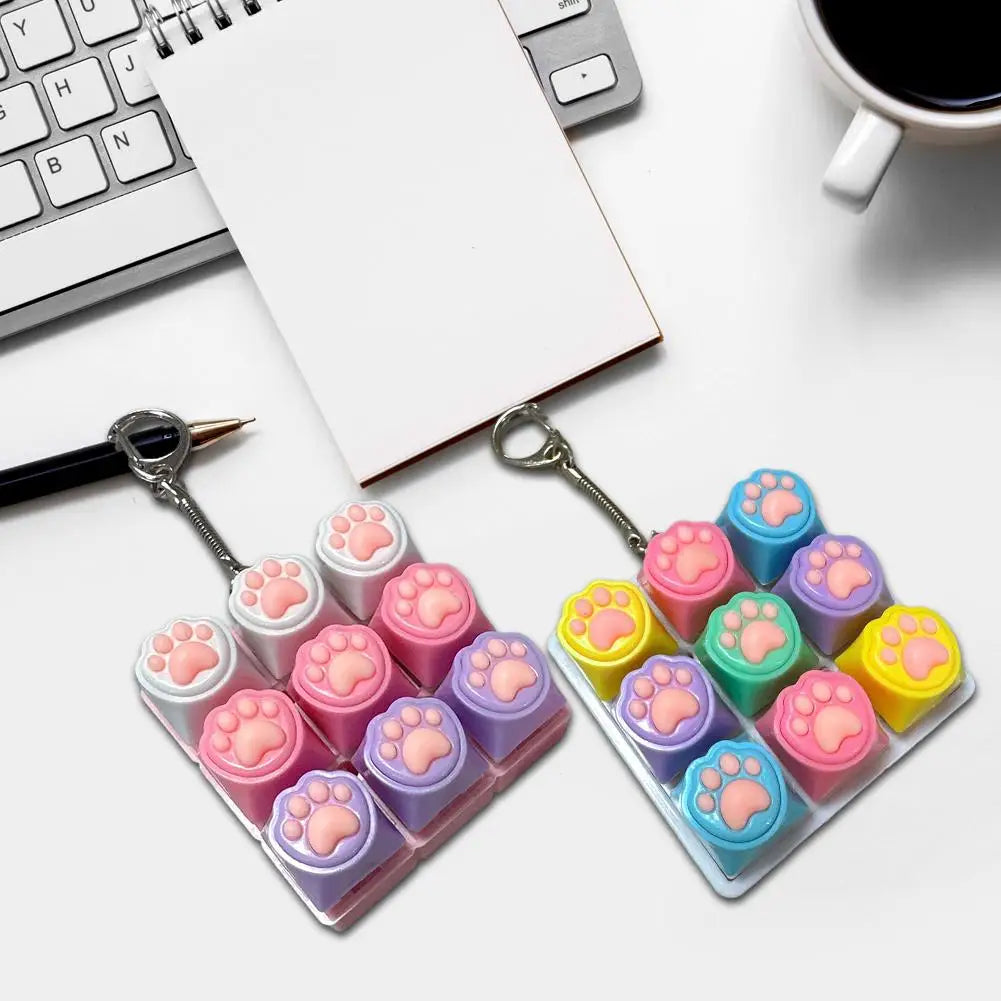 9-Key Mechanical Keyboard Fidget Clicker Keychain Toy Fidget Clicker Toy QXL