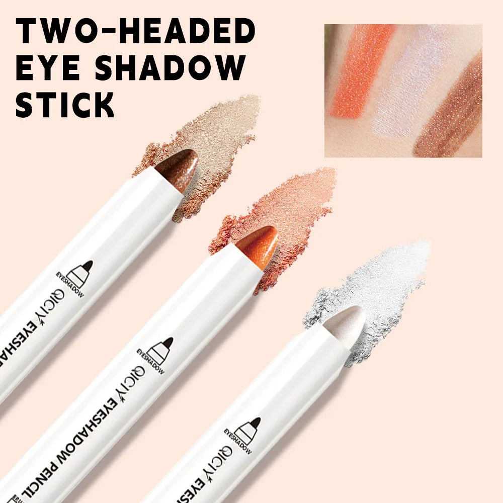Double-Ended Pearlescent Eyeshadow Stick & Highlight Brush Eyeshadow Stick QXL