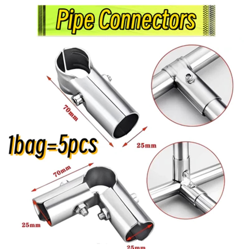 5-Pack 25mm Stainless Steel Structural Pipe Tube Connectors Pipe Tube Connectors QXL