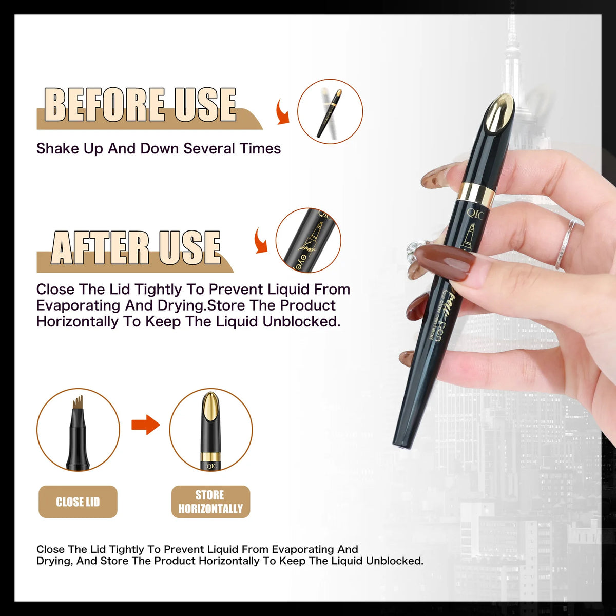 Four-Claw Liquid Eyebrow Pencil – Waterproof Hair-Stroke Brows Liquid Eyebrow Pencil QXL
