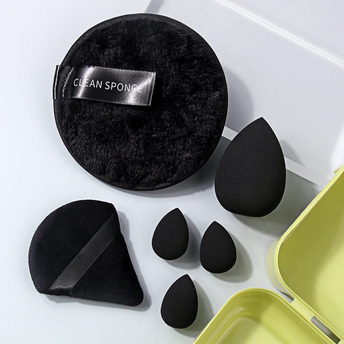KOSSHOW 6-Pc Black Makeup Sponge Set & Storage Box Makeup Sponge Set QXL