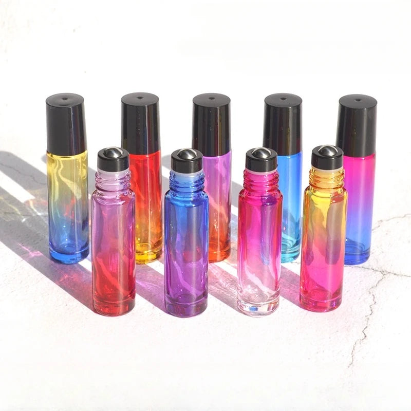 5-Pack 10ml Gradient Glass Roller Bottles for Essential Oils Glass Roller Bottles QXL