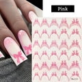 5D Gradient French Nail Stickers | Bowknot & Stripe Decals Nail Art Stickers QXL NS225 pink