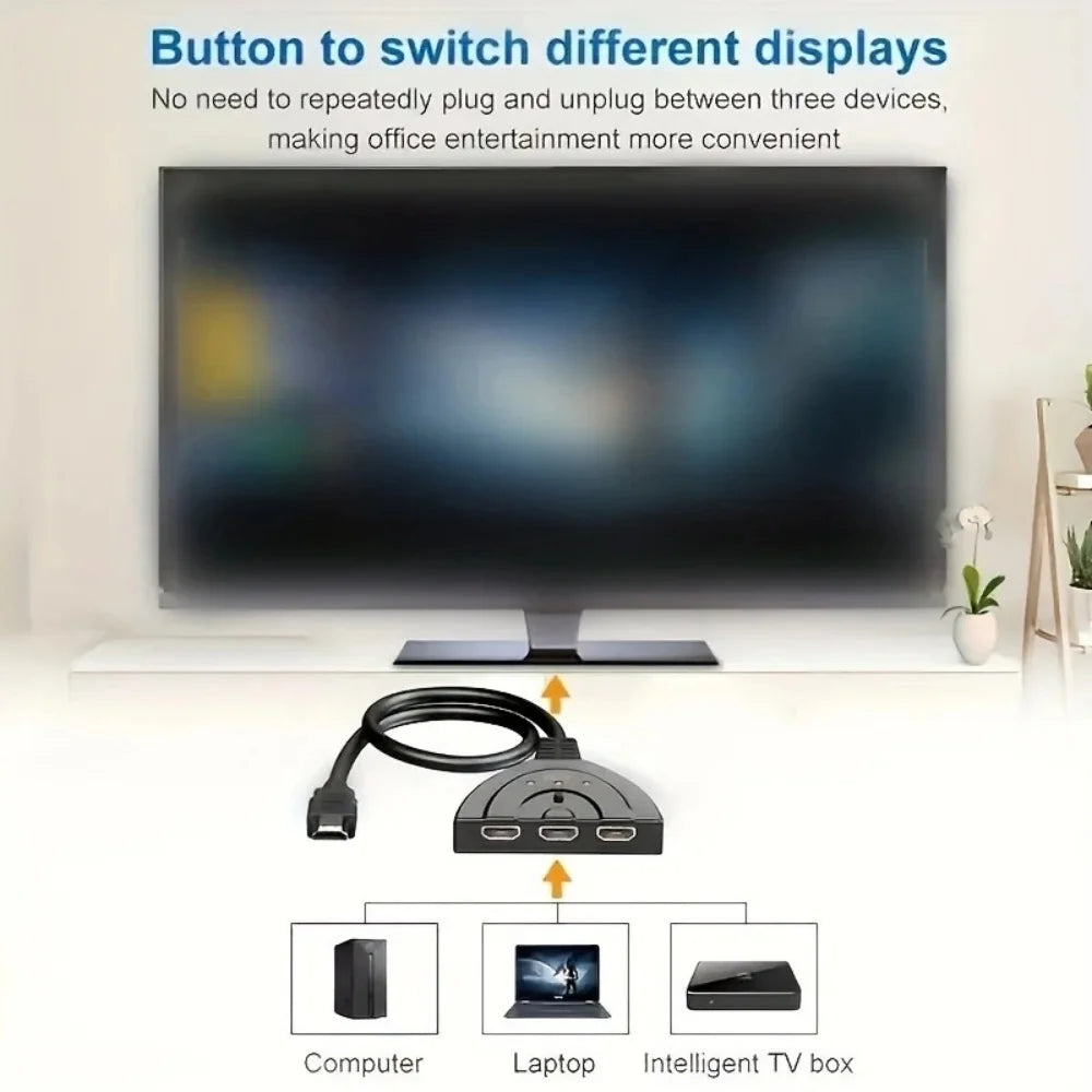4K HDMI Switch 3-In 1-Out | PS4 PS5 Xbox PC TV Switcher HDMI Switch QXL