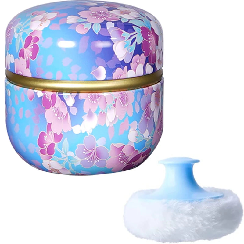 Tinplate Powder Puff Container Jar – Baby & Women 50g Powder Puff Container QXL C with puff