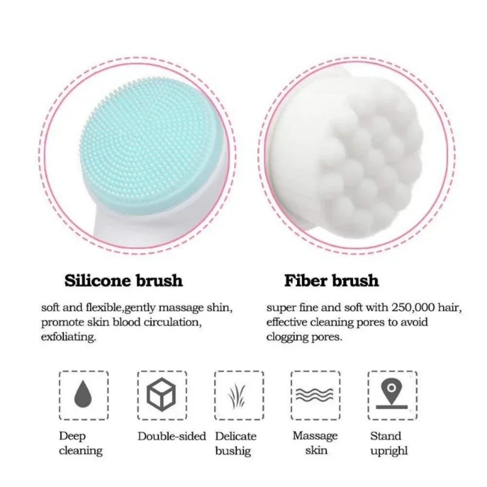 3D Double-Sided Silicone Facial Cleansing & Exfoliating Brush Facial Cleansing Brush QXL
