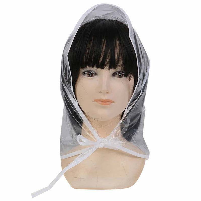 Clear Plastic Rain Bonnet – Waterproof Hair Protector Cap Rain Bonnet Hat QXL