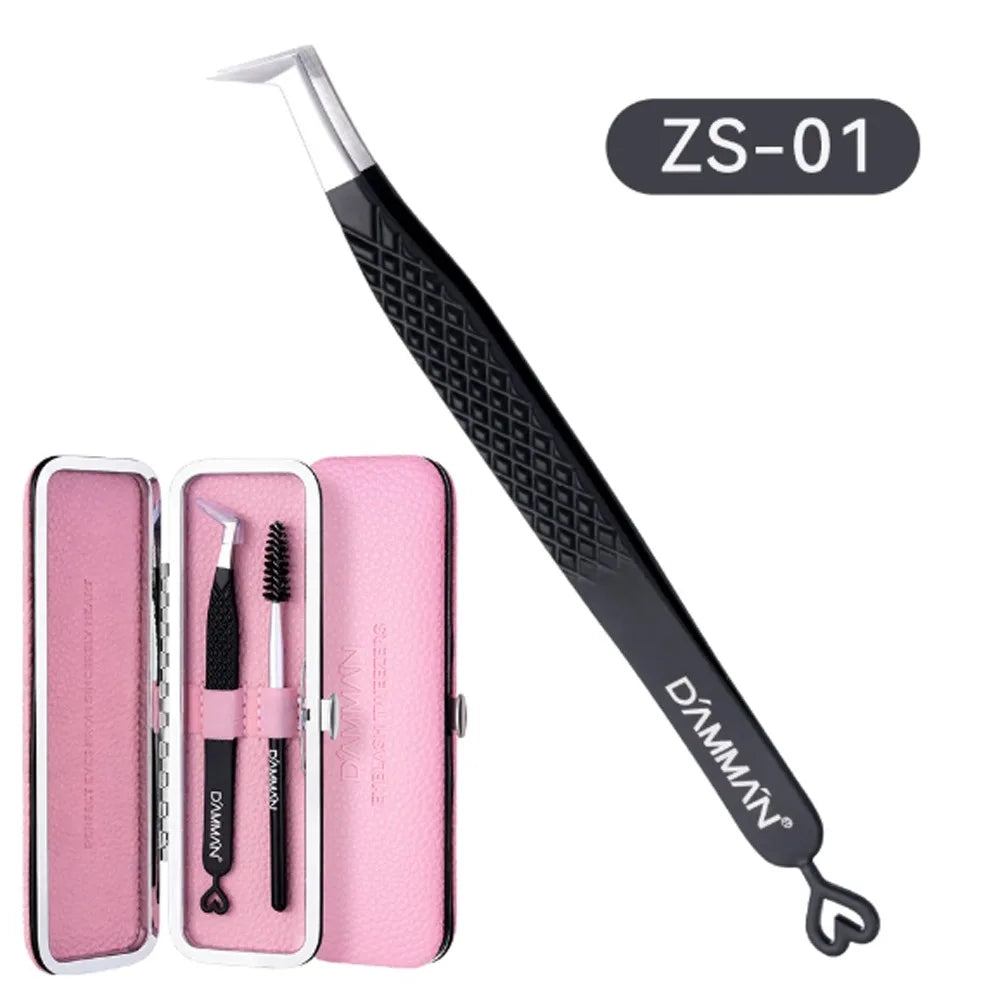 Flat Clamp Eyelash Extension Tweezers | Anti-Slip Fiber Tip Eyelash Extension Tweezers QXL 1