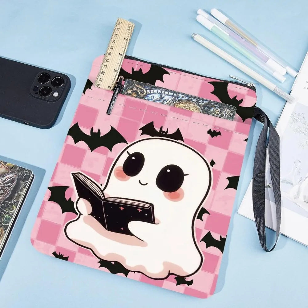 Pink Bat Book Sleeve | Washable Fabric Cover with Zipper Fabric Book Sleeve QXL