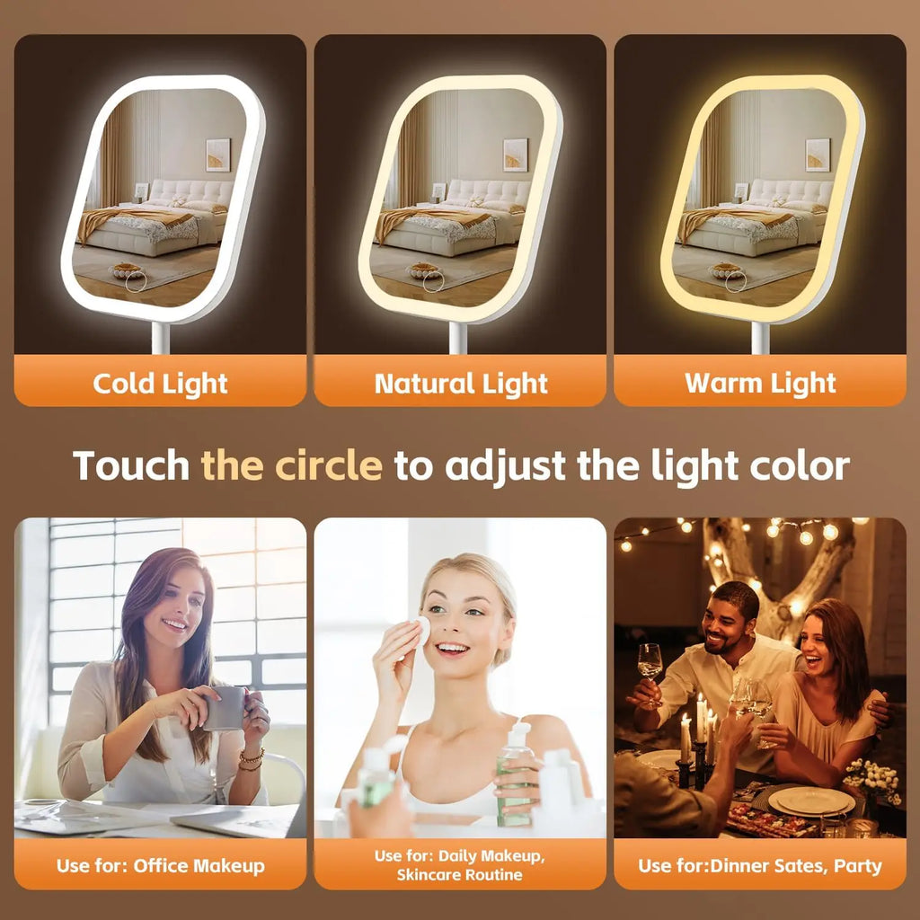Cosmomiro LED Vanity Mirror | 3 Light Modes, Rechargeable Lighted Vanity Mirror QXL